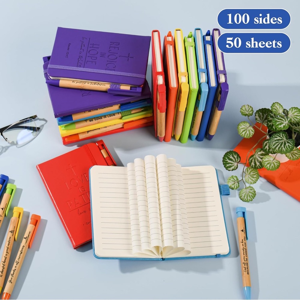 7 Inspirational Pocket Journals with Pens – Bible Verses on Study Notebooks